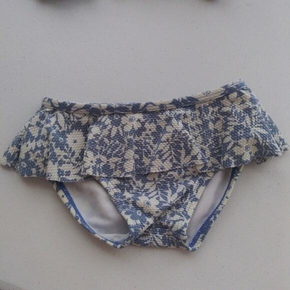 Janie and Jack Blue Floral Ruffle 2 Piece Swim Suit Size 12 - 18 M - Picture 2 of 11